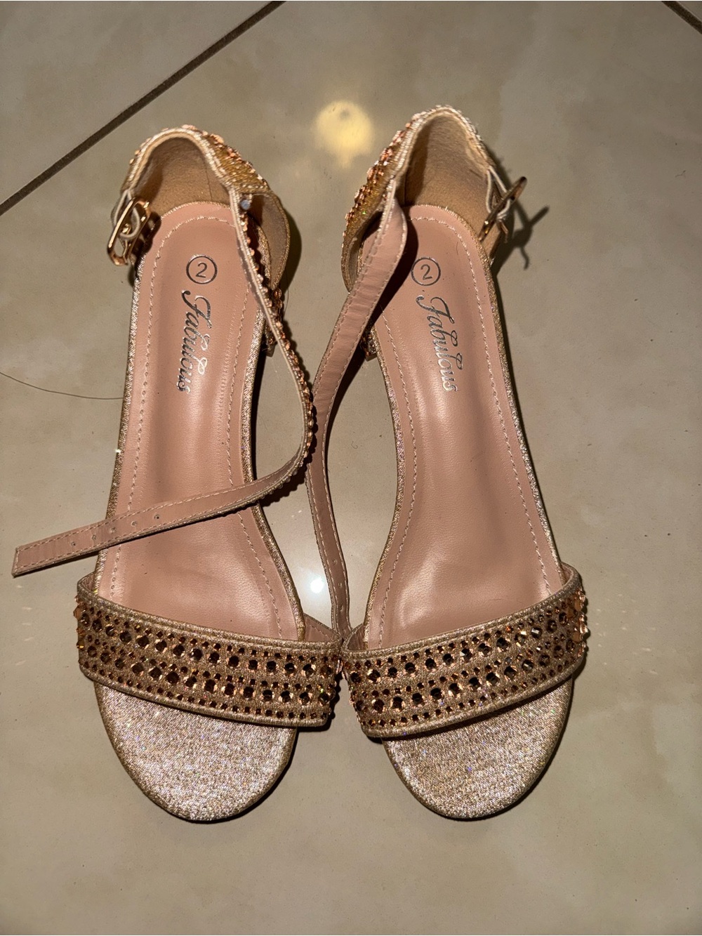 Girls Gold Glitter Ankle-Strap Sandals